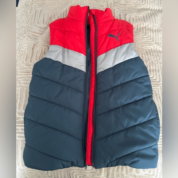 Brand new - kids Puma Sleeveless Colorblock Puffer Vest - Picture 1 of 4